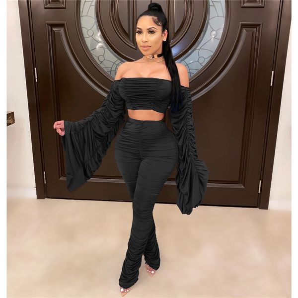 capris set of two hollow female parts slash neck fashion color plied up pants women's clothing sets falling down, Black;white
capris set of two hollow female parts slash neck fashion color plied up pants women's clothing sets falling down, Black;white