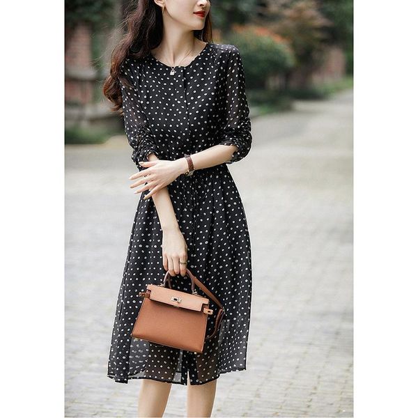 party dresses never far away french rhyme thin chiffon polka-dot dress with round collar, White;black
party dresses never far away french rhyme thin chiffon polka-dot dress with round collar, White;black