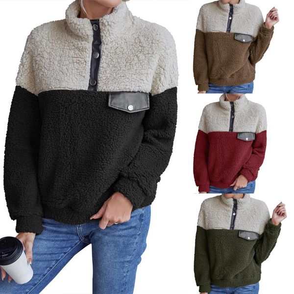 women's hoodies & sweatshirts plush solid patchwork color hoodie zipper button stand collar winter clothes women long sleeve plus size, Black
women's hoodies & sweatshirts plush solid patchwork color hoodie zipper button stand collar winter clothes women long sleeve plus size, Black