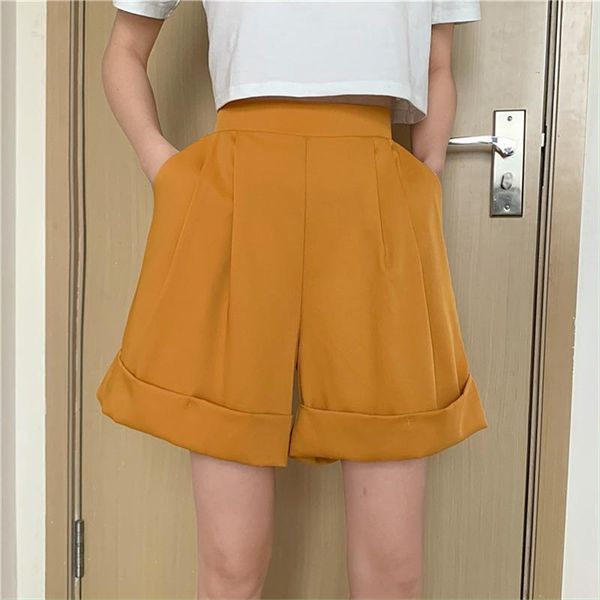 women's shorts limiguyue summer high waist bermudas korean women elegant soft loose short pockets curled straight ladies k1120, White;black
women's shorts limiguyue summer high waist bermudas korean women elegant soft loose short pockets curled straight ladies k1120, White;black