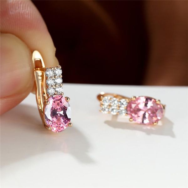 hoop & huggie elegant pink zircon earrings luxury crystal oval stone vintage rose gold engagement for women bridal gift, Golden;silver
hoop & huggie elegant pink zircon earrings luxury crystal oval stone vintage rose gold engagement for women bridal gift, Golden;silver