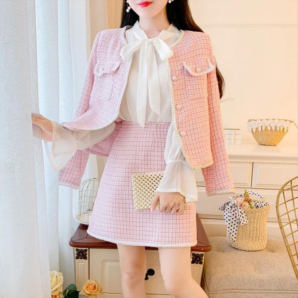 2 piece set autumn womens dresses winter style temperament elegant tweed small fragrance jacket half skirt suit female, White
2 piece set autumn womens dresses winter style temperament elegant tweed small fragrance jacket half skirt suit female, White