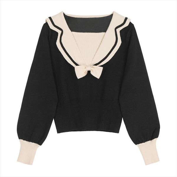 vintage sailor collar knitted womens sweaters women autumn elegant casual long sleeve preppy style knitting jumpers ladies, White;black
vintage sailor collar knitted womens sweaters women autumn elegant casual long sleeve preppy style knitting jumpers ladies, White;black