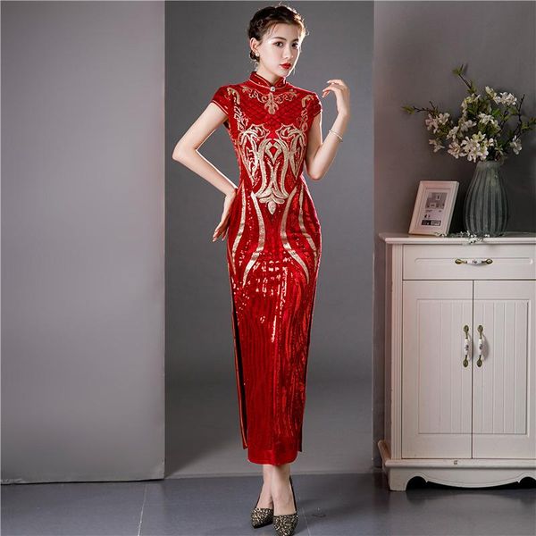 ethnic clothing velvet plus size 3xl-6xl qipao mandarin collar cheongsam long party dress gown female chinese traditional slim vestidos, Red
ethnic clothing velvet plus size 3xl-6xl qipao mandarin collar cheongsam long party dress gown female chinese traditional slim vestidos, Red