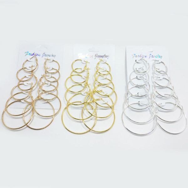 hoop & huggie 6 pair/set vintage gold color big circle earrings for women steampunk ear clip party jewelry accessories gift drop, Golden;silver
hoop & huggie 6 pair/set vintage gold color big circle earrings for women steampunk ear clip party jewelry accessories gift drop, Golden;silver