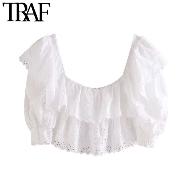 traf women fashion cutwork embroidery ruffles cropped blouses vintage puff sleeve elastic trim female shirt chic 210415, White
traf women fashion cutwork embroidery ruffles cropped blouses vintage puff sleeve elastic trim female shirt chic 210415, White