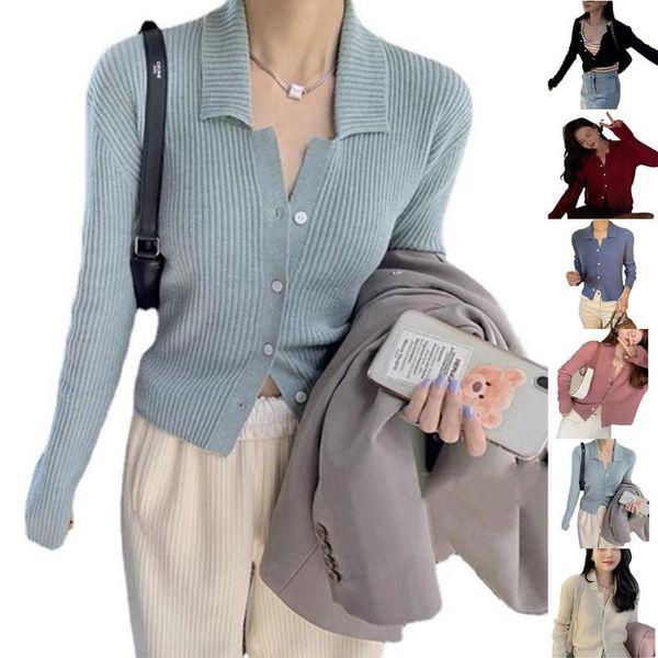 women's knits & tees fashion solid color lsim fit sweater womens long sleeve knitted cardigan ladies casual autumn plain jacket blouse, White
women's knits & tees fashion solid color lsim fit sweater womens long sleeve knitted cardigan ladies casual autumn plain jacket blouse, White