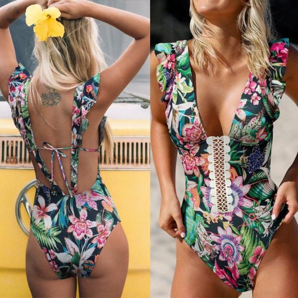 one-piece suits women bikini swimsuit ruffles plunge deep v-neck backless lace-up monokini boho tropical floral print lace splici
one-piece suits women bikini swimsuit ruffles plunge deep v-neck backless lace-up monokini boho tropical floral print lace splici