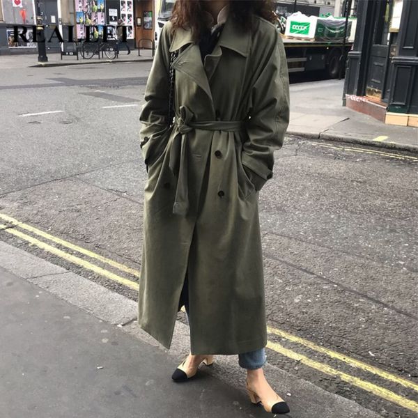 autumn winter casual double breasted coats oversize classic long trench sashes chic female windbreaker 210428, Tan;black 
autumn winter casual double breasted coats oversize classic long trench sashes chic female windbreaker 210428, Tan;black