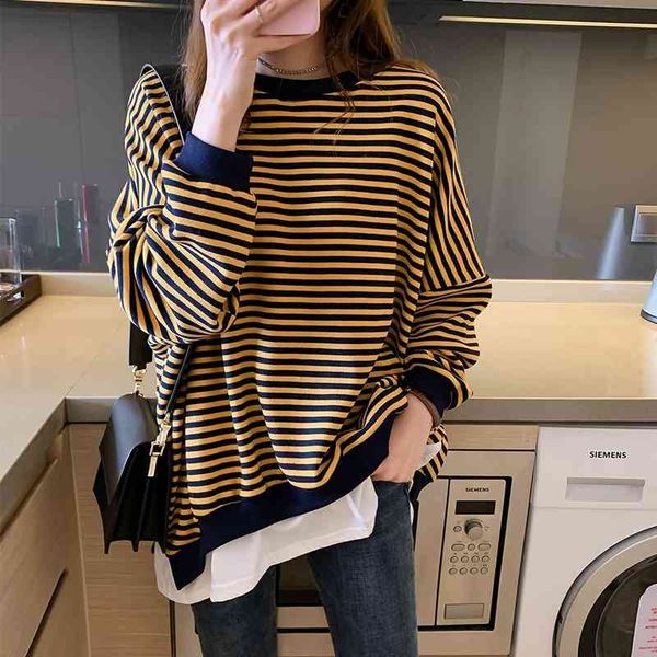 winter 2021 new hong kong chic fake two-piece striped sweater women's long sleeve round neck casual coat, Black
winter 2021 new hong kong chic fake two-piece striped sweater women's long sleeve round neck casual coat, Black