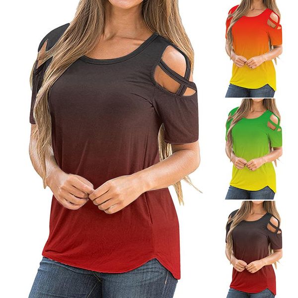 women's t-shirt loose casual gradient printed short sleeve strapless o-neck summer fashion trend tie-dye clothing, White
women's t-shirt loose casual gradient printed short sleeve strapless o-neck summer fashion trend tie-dye clothing, White