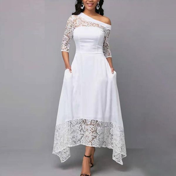 casual dresses one shoulder 3/4 sleeve lace patchwork white dress night evening party women elegant hook flower hollow a line, Black;gray
casual dresses one shoulder 3/4 sleeve lace patchwork white dress night evening party women elegant hook flower hollow a line, Black;gray