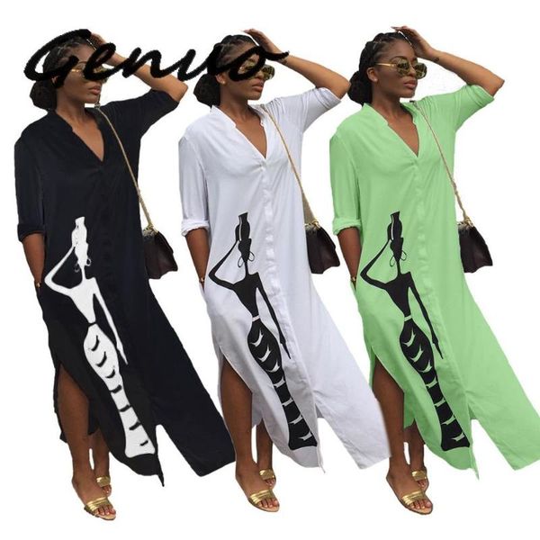 casual dresses genuo 2021 women autumn character print side split maxi blouses shirt midi dress fashion white long vestidos, Black;gray
casual dresses genuo 2021 women autumn character print side split maxi blouses shirt midi dress fashion white long vestidos, Black;gray