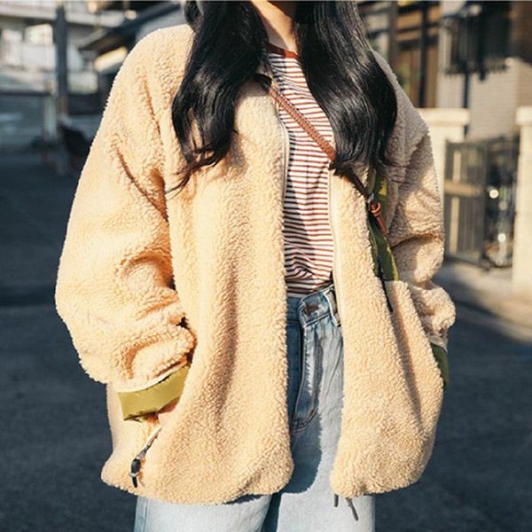 women's jackets 2021 winter women casual zipper fluffy long sleeve jacket stand collar ladies soft warm outerwear cardigan teddy plush, Black;brown
women's jackets 2021 winter women casual zipper fluffy long sleeve jacket stand collar ladies soft warm outerwear cardigan teddy plush, Black;brown