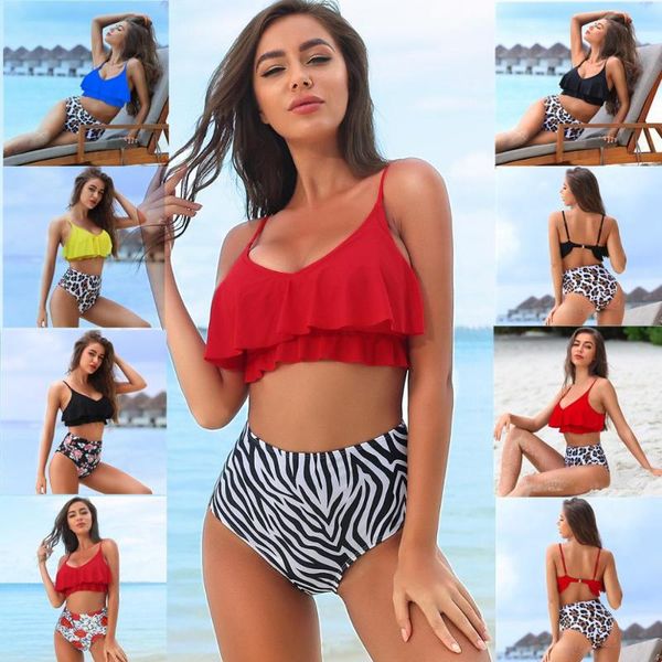 split swimsuit women high elasticity durable one-piece multicolor printed ruffled bikini with chest pad waist suits
split swimsuit women high elasticity durable one-piece multicolor printed ruffled bikini with chest pad waist suits