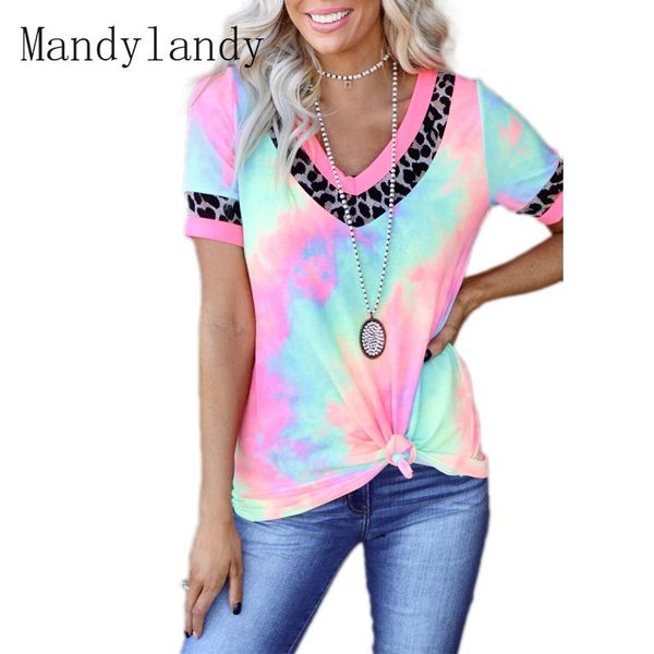 women's t-shirt mandylandy spring and summer fashion leopard casual loose short sleeve tie-dye printed v-neck top, White
women's t-shirt mandylandy spring and summer fashion leopard casual loose short sleeve tie-dye printed v-neck top, White