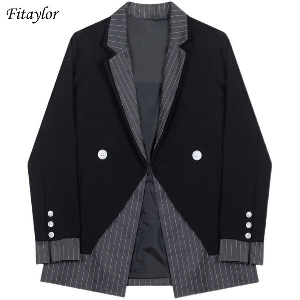 spring arrival women england vintage blazer fake two piece splicing elegant ladies mid-length suit jacket 210512, White;black
spring arrival women england vintage blazer fake two piece splicing elegant ladies mid-length suit jacket 210512, White;black