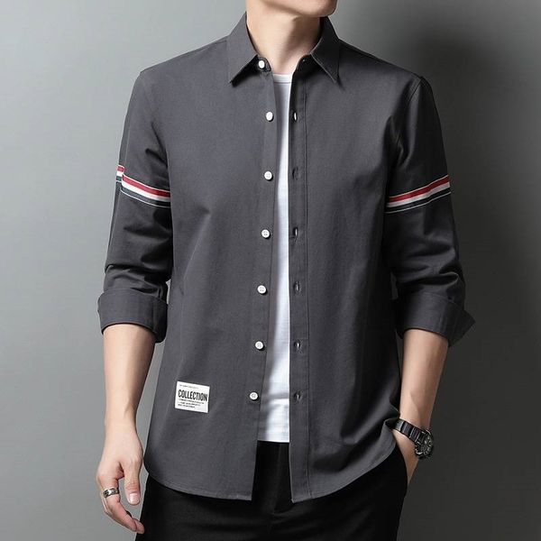 light luxury brand tb men's autumn and winter pure cotton oxford fashion embroidery label contrast ribbon slim long sleeve shirt, White;black
light luxury brand tb men's autumn and winter pure cotton oxford fashion embroidery label contrast ribbon slim long sleeve shirt, White;black