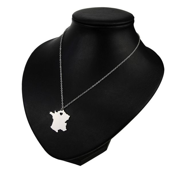 europe and the united states stainless steel french map pendant necklace, Silver 
europe and the united states stainless steel french map pendant necklace, Silver