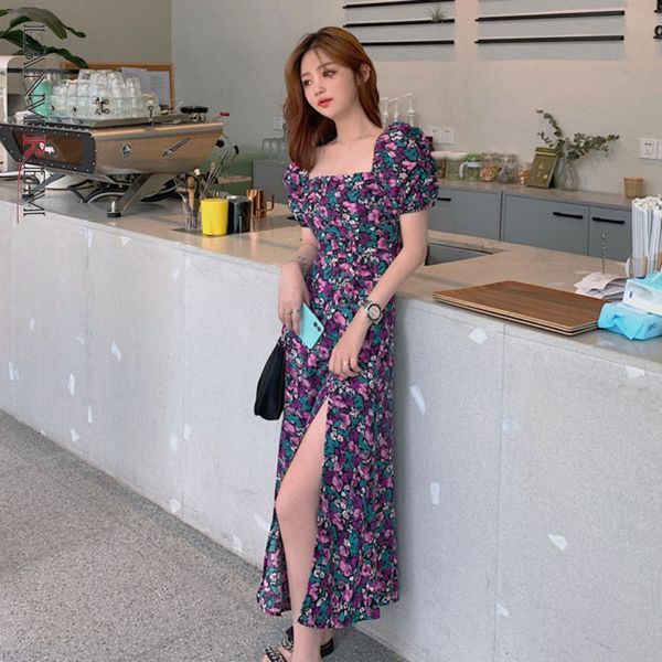 women dress bubble sleeve square neck purple floral printing temperament loose fit fashion tide summer 2h608 210507, Black;gray
women dress bubble sleeve square neck purple floral printing temperament loose fit fashion tide summer 2h608 210507, Black;gray