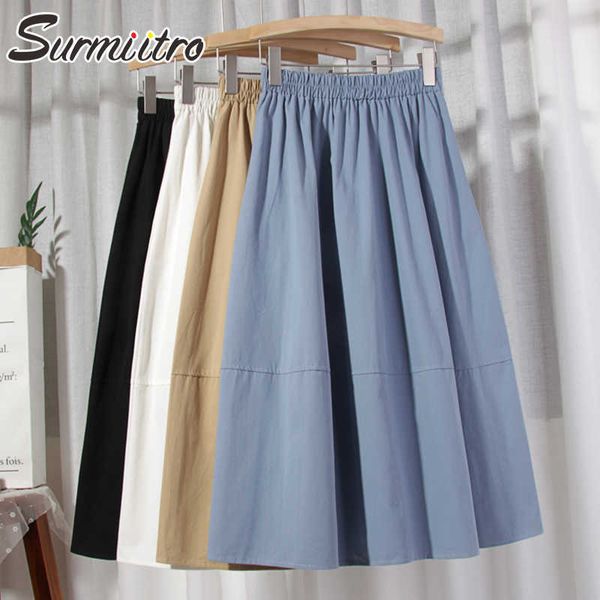 surmiitro fashion spring summer cotton midi long skirt women korean style blue high waist mid-length skirt female 210712, Black
surmiitro fashion spring summer cotton midi long skirt women korean style blue high waist mid-length skirt female 210712, Black
