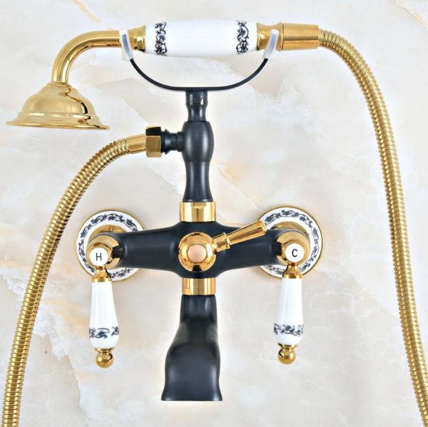 black gold color brass wall mount bathroom tub faucet dual ceramic levers telephone style hand shower clawfoot filler ana416 sets
black gold color brass wall mount bathroom tub faucet dual ceramic levers telephone style hand shower clawfoot filler ana416 sets