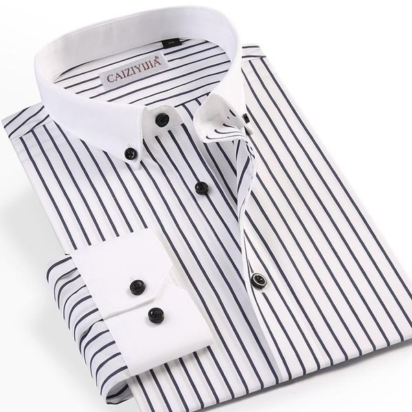 men's dress shirts contrast collar vertical striped shirt pocketless design casual long sleeve slim button down cotton, White;black
men's dress shirts contrast collar vertical striped shirt pocketless design casual long sleeve slim button down cotton, White;black