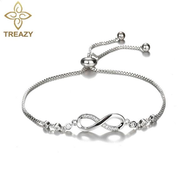 link, chain fashion crystal bracelet for women silver color infinity friendship bracelets adjustable bangles wedding jewelry gifts, Black
link, chain fashion crystal bracelet for women silver color infinity friendship bracelets adjustable bangles wedding jewelry gifts, Black