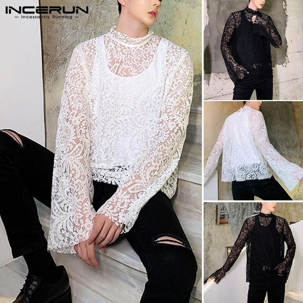 men's casual shirts incerun men see-through clubwear party hollow out long sleeve lace stylish two piece mesh sets s-5xl, White;black
men's casual shirts incerun men see-through clubwear party hollow out long sleeve lace stylish two piece mesh sets s-5xl, White;black
