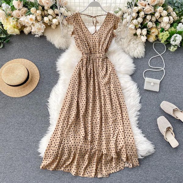 casual dresses 2021 fashion v neck polka dot summer dress women holiday red backless long elastic waist maxi beach v253, Black;gray
casual dresses 2021 fashion v neck polka dot summer dress women holiday red backless long elastic waist maxi beach v253, Black;gray