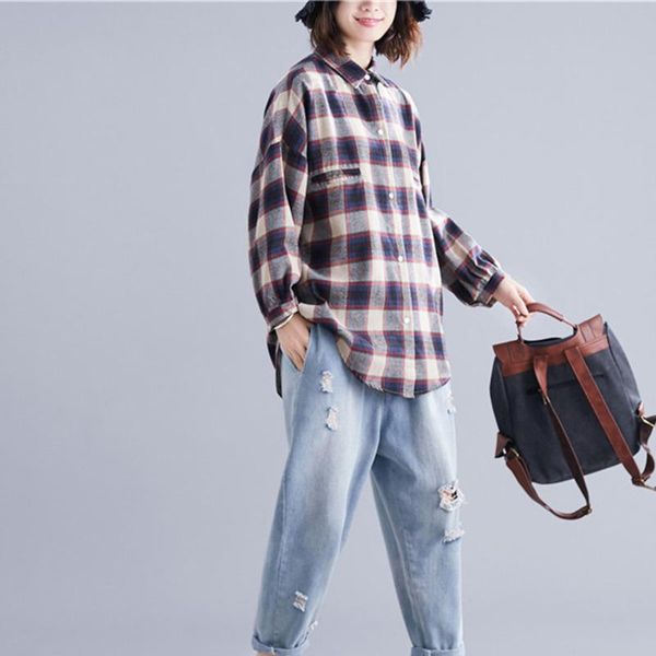 large loose long leeeve lapel collar single breasted plaid casual style shirt for women fashion tide 2021 gd418 women's blouses & shirt, White
large loose long leeeve lapel collar single breasted plaid casual style shirt for women fashion tide 2021 gd418 women's blouses & shirt, White