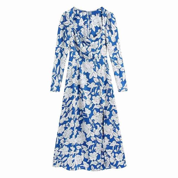 elegant woman blue print square collar satin long dress spring fashion ladies side slit es female patry 210515, Black;gray
elegant woman blue print square collar satin long dress spring fashion ladies side slit es female patry 210515, Black;gray