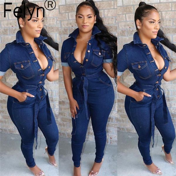 women's jumpsuits & rompers felyn 2021 arrival straight denim turn-down collar belted summer street wear bodycon, Black;white
women's jumpsuits & rompers felyn 2021 arrival straight denim turn-down collar belted summer street wear bodycon, Black;white