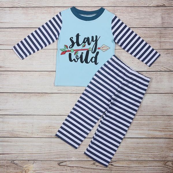 toddler boy clothes autumn blue long sleeve and navy striped trousers stay wild font print pattern, White
toddler boy clothes autumn blue long sleeve and navy striped trousers stay wild font print pattern, White