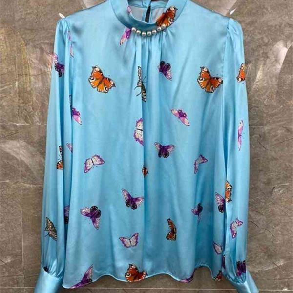 pants 100%silk blouse spring summer style women stand neck butterfly print beading deco long sleeve blue yellow shirt, White
pants 100%silk blouse spring summer style women stand neck butterfly print beading deco long sleeve blue yellow shirt, White