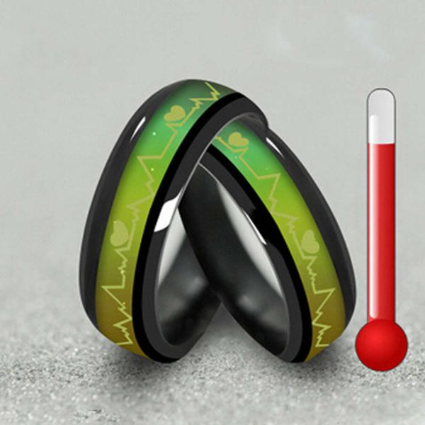 mood sensitive temperature color changing titanium steel couple ecg ring for men and women, Black
mood sensitive temperature color changing titanium steel couple ecg ring for men and women, Black