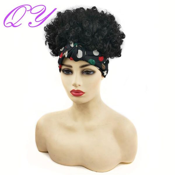 synthetic wigs qy hair headband wig head for african women turban short curly wrap, Black
synthetic wigs qy hair headband wig head for african women turban short curly wrap, Black
