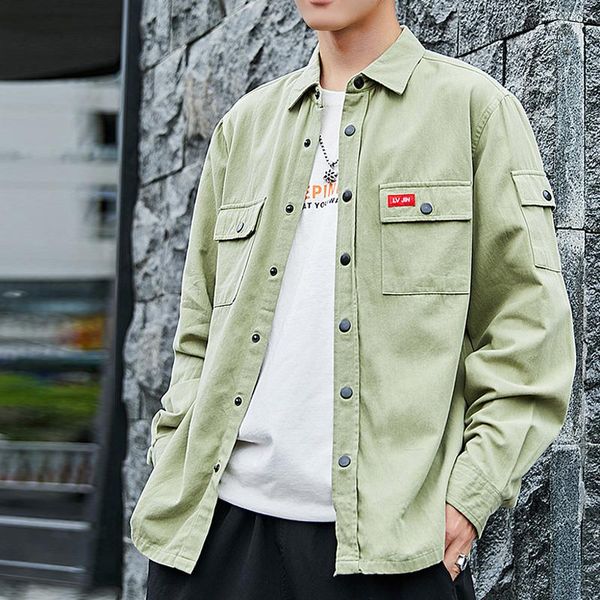 autumn men's 100% cotton long sleeve shirt japanese tooling fashion casual men streetwear camisa masculinang shirts, White;black
autumn men's 100% cotton long sleeve shirt japanese tooling fashion casual men streetwear camisa masculinang shirts, White;black