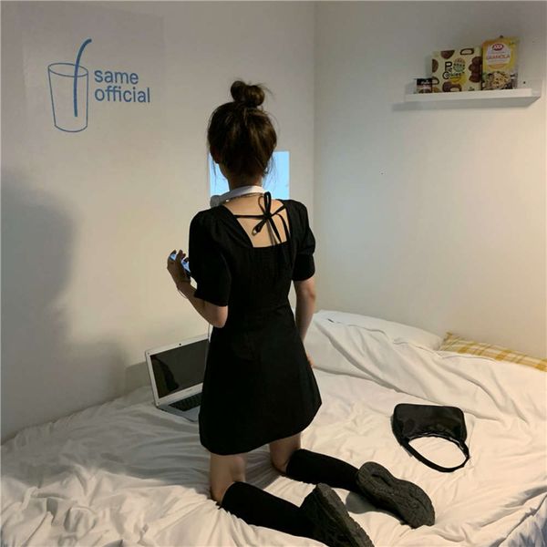 party dresses small black women's french square neck waist summer 2021 thin skirt temperament dress fashion q8yv, White;black
party dresses small black women's french square neck waist summer 2021 thin skirt temperament dress fashion q8yv, White;black