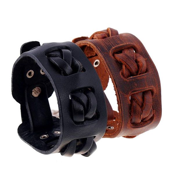 black brown genuine leather bracelet punk men women jewelry vintage braided crafts wrap bracelets tennis, Golden;silver
black brown genuine leather bracelet punk men women jewelry vintage braided crafts wrap bracelets tennis, Golden;silver