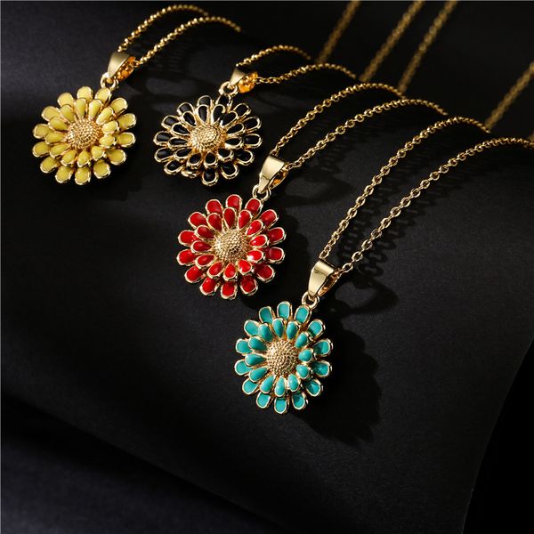 aogu 10 color oil dripping sunflower pendant copper plated 18k gold necklace popular jewelry, Silver
aogu 10 color oil dripping sunflower pendant copper plated 18k gold necklace popular jewelry, Silver