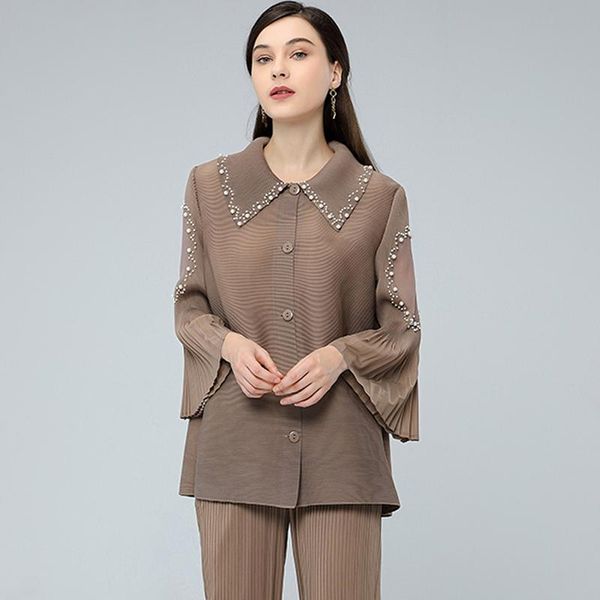 women's jackets miyake pleated short 2021 spring and autumn button slimming age-reducing high-end casual for woman, Black;brown
women's jackets miyake pleated short 2021 spring and autumn button slimming age-reducing high-end casual for woman, Black;brown