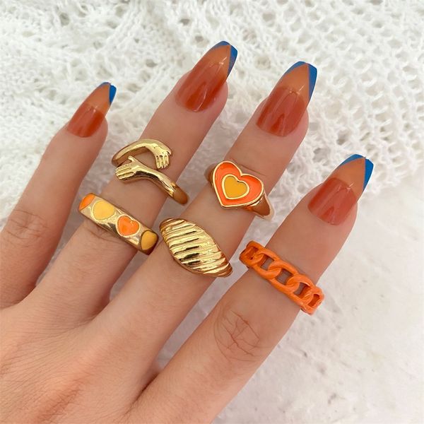 colorful resin metal heart hand knuckle ring set for women orange love heart embrace geometric chain finger ring jewelry gift, Silver
colorful resin metal heart hand knuckle ring set for women orange love heart embrace geometric chain finger ring jewelry gift, Silver