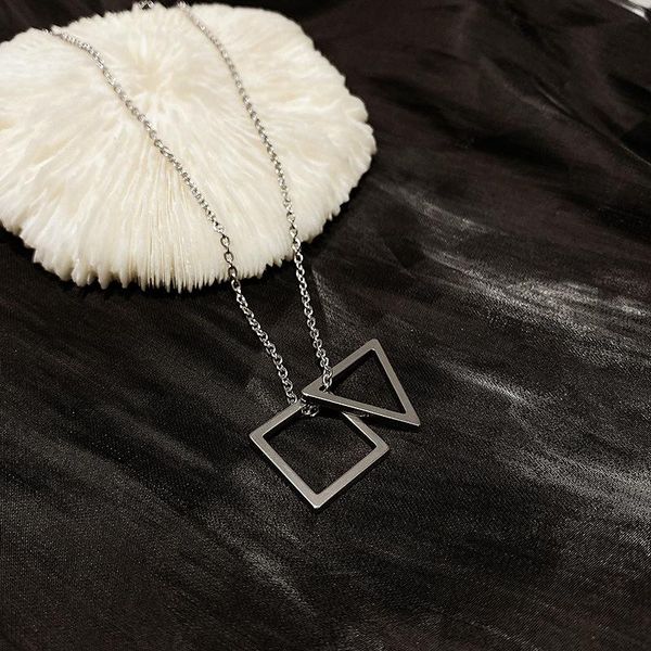 origin summer geometrical square triangle hollow out alloy pendant necklace for women minimalist party jewelry gift necklaces, Silver
origin summer geometrical square triangle hollow out alloy pendant necklace for women minimalist party jewelry gift necklaces, Silver