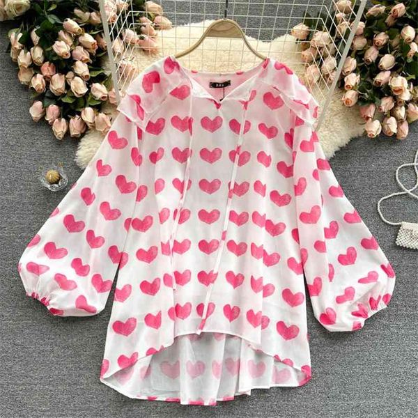 spring chiffon blouse women's double layer ruffled large lapel blusa love printing loose mid-length shirt gk852 210506, White
spring chiffon blouse women's double layer ruffled large lapel blusa love printing loose mid-length shirt gk852 210506, White