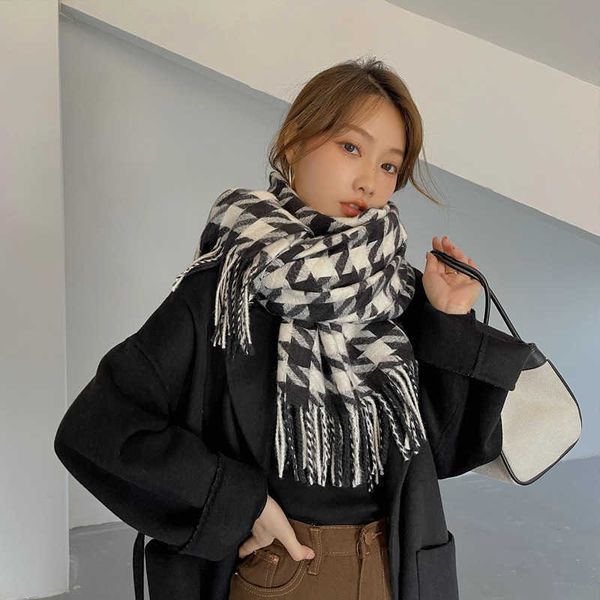 scarf female autumn and winter thousand bird lattice long korean tassel imitation cashmere warm shawl dual-purpose bib, Blue;gray
scarf female autumn and winter thousand bird lattice long korean tassel imitation cashmere warm shawl dual-purpose bib, Blue;gray