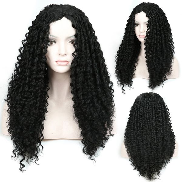 small long curly high temperature silk natural black women's wig, Black;brown 
small long curly high temperature silk natural black women's wig, Black;brown