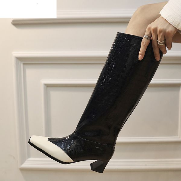 boots strange high heels knee boots women square toe mixed colors knight botas female western cowboy long runway shoes 7b3n, Black
boots strange high heels knee boots women square toe mixed colors knight botas female western cowboy long runway shoes 7b3n, Black