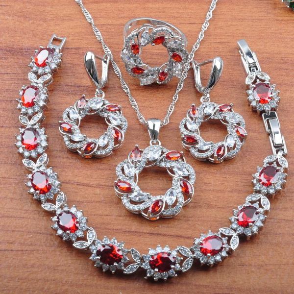earrings & necklace luxury jewelry set red zirconia silver color wedding pendant rings bracelet sets js0378
earrings & necklace luxury jewelry set red zirconia silver color wedding pendant rings bracelet sets js0378