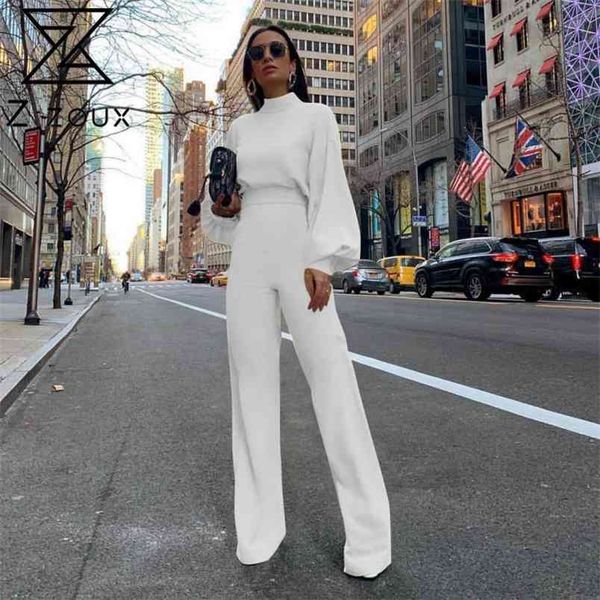 women jumpsuit stand collar lantern sleeve rompers womens simple temperament high waist long white 210513, Black;white
women jumpsuit stand collar lantern sleeve rompers womens simple temperament high waist long white 210513, Black;white